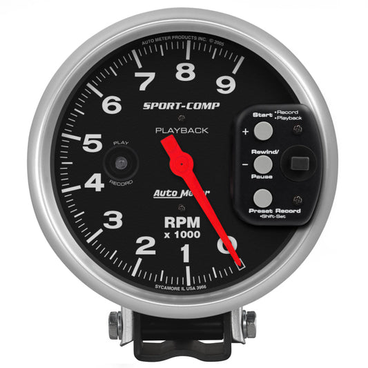 Autometer Sport-Comp 5 inch 9000 RPM Pedestal Mount Tachometer w/ RPM Playback - My Store