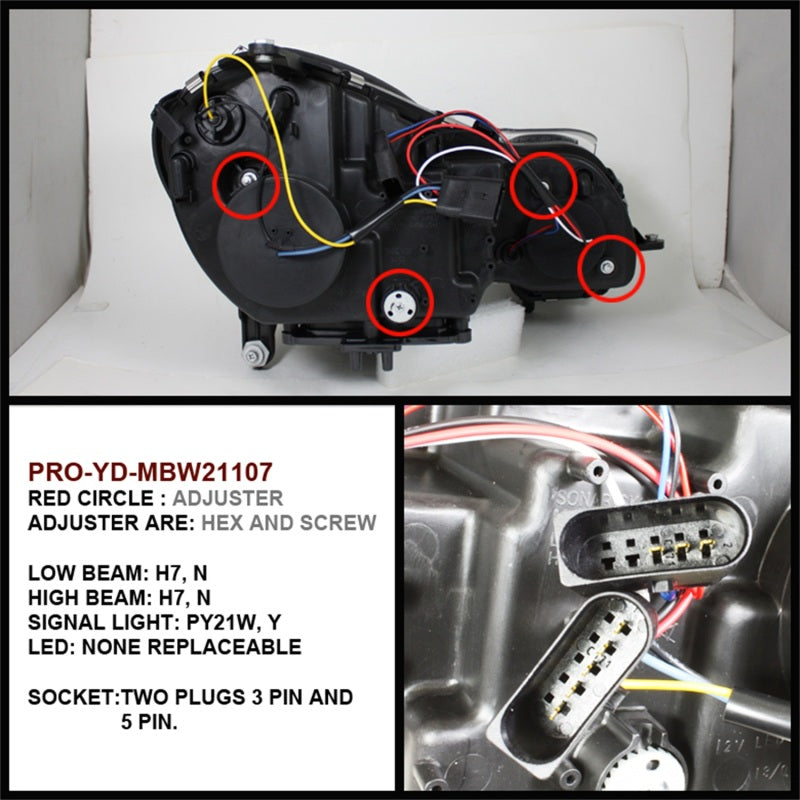 Spyder Mercedes Benz E-Class 07-09 Projector Headlights Halogen - DRL Blk PRO-YD-MBW21107-DRL-BK - Mammoth Racing -