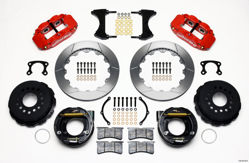 Wilwood Narrow Superlite 4R Rear P-Brk Kit 12.88in Red Big Ford New Style 2.36in Offset - My Store