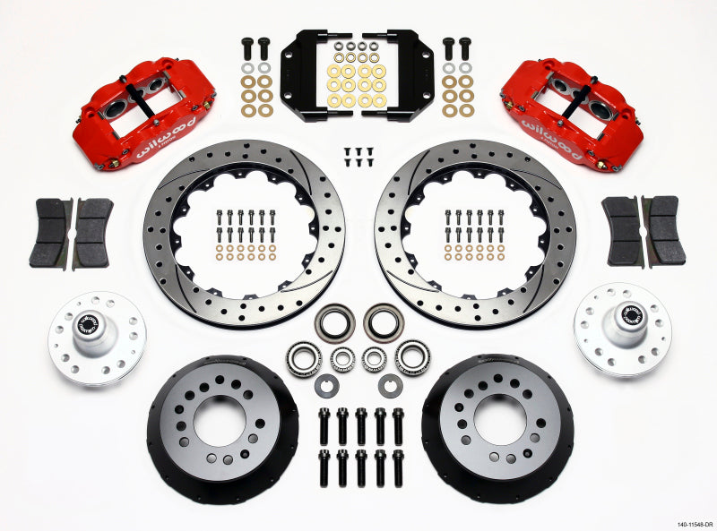 Wilwood Narrow Superlite 6R Front Hub Kit 12.88in Drill Red Magnum Force Drop Spndle - Mammoth Racing -