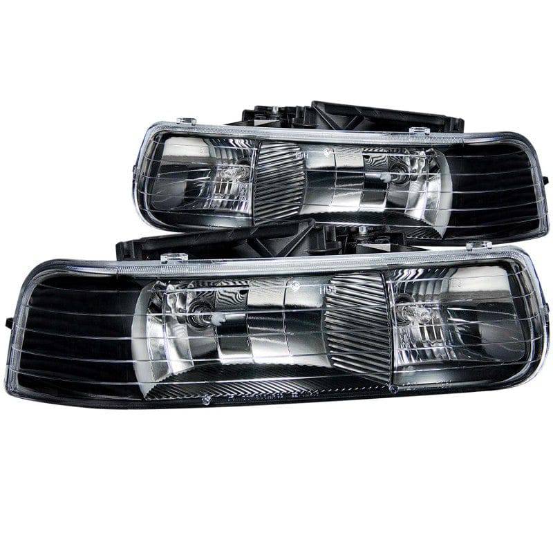 ANZO 1999-2002 Chevrolet Silverado 1500 Crystal Headlights Black - My Store