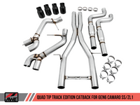 AWE Tuning 16-19 Chevy Camaro SS Resonated Cat-Back Exhaust -Track Edition (Quad Diamond Black Tips) - Mammoth Racing -
