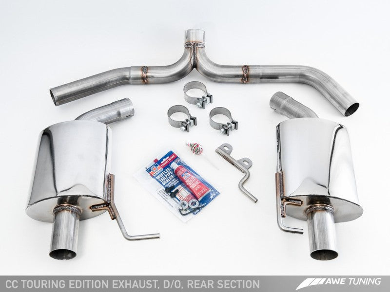 AWE Tuning VW CC Touring Edition Exhaust Dual Outlet - Diamond Black Tips - Mammoth Racing -
