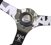 NRG Reinforced Steering Wheel (350mm / 3in. Deep) Blk Suede w/Color Stitch (Kyle Mohan Edition) - My Store