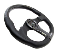NRG Carbon Fiber Steering Wheel (350mm) Oval Shape Black w/Leather Trim - My Store