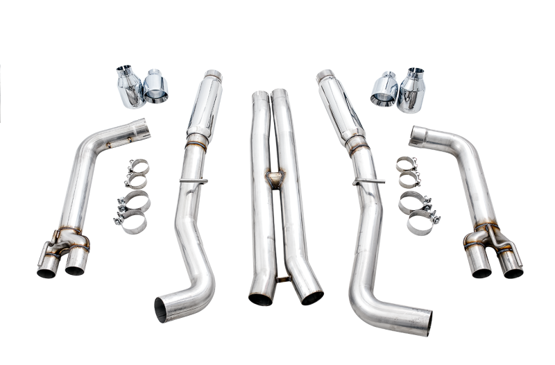 AWE Tuning 2017+ Dodge Challenger 5.7L Track Edition Exhaust - Chrome Silver Quad Tips - Mammoth Racing -
