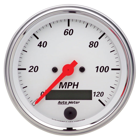 Autometer Arctic White 3 3/8in 0-120 MPH Electronic Speedometer w/ LCD ODO Gauge - My Store