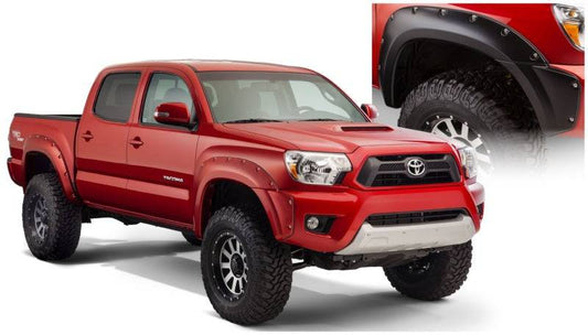 Bushwacker 12-15 Toyota Tacoma Fleetside Pocket Style Flares 4pc 60.3in Bed - Black - Mammoth Racing -