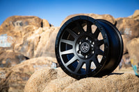 Icon Compression 18x9 5x150 25mm Offset 6in BS 110.1mm Bore Double Black Wheel - Mammoth Racing -