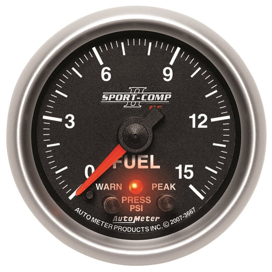 Autometer Sport-Comp II 2-1/16in 0-15 PSI Fuel Pressure Gauge - My Store