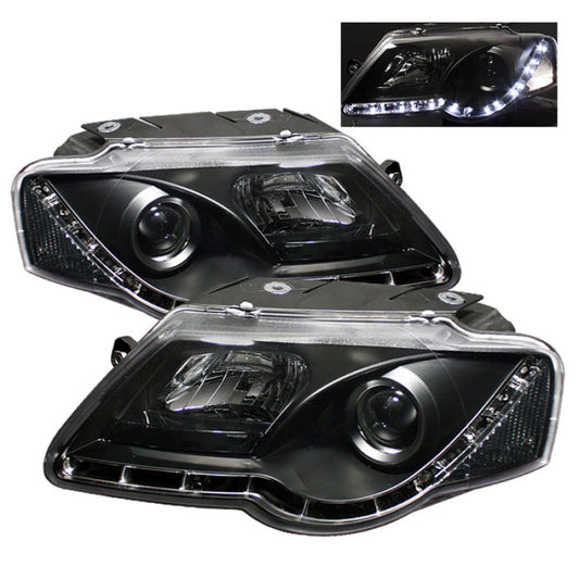 Spyder Volkswagen Passat 06-08 Projector Headlights DRL Black High H1 Low H1 PRO-YD-VP06-DRL-BK - Mammoth Racing -