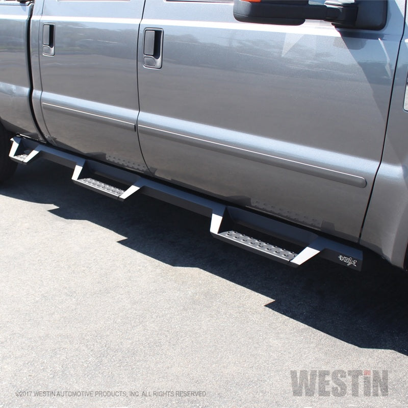 Westin 99-16 Ford F-250/350/450/550 CC (6.75ft Bed) HDX Drop Whl to Whl Nerf Step Bars - Text Blk - Mammoth Racing -