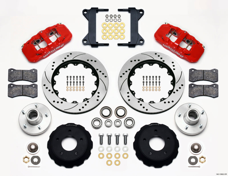 Wilwood Aero6 Front Hub Kit 14.00 Drilled-Red Chevy C-10 60-87 CPP Drop Spindle - My Store