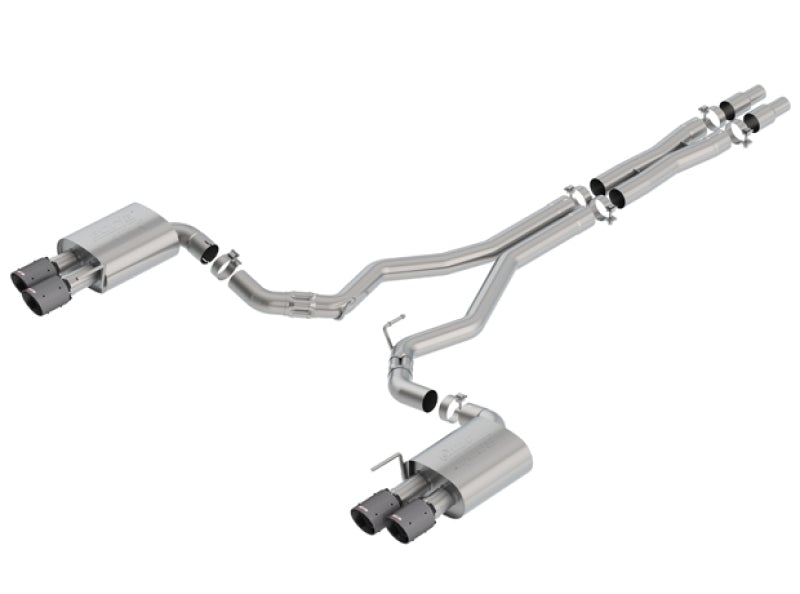 Borla 18-19 Ford Mustang GT 5.0L Coupe w/o Valves ATAK 3in Cat-Back Exhaust-Blk Carbon Fiber Tips - Mammoth Racing -