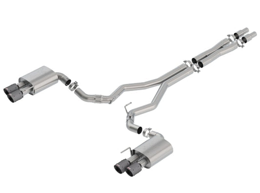 Borla 18-19 Ford Mustang GT 5.0L Coupe w/o Valves ATAK 3in Cat-Back Exhaust-Blk Carbon Fiber Tips - Mammoth Racing -