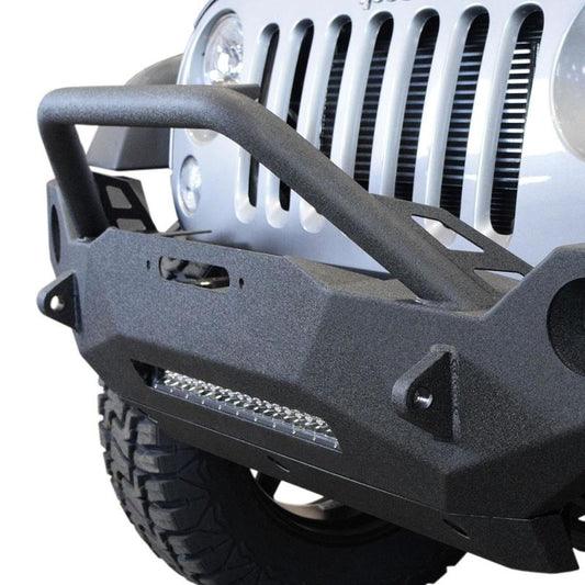 DV8 Offroad 07-18 Wrangler JK FS-19 Mid Length Steel Front Bumper w/ Fog Lights - Mammoth Racing -