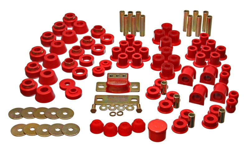 Energy Suspension 87-95 Jeep Wrangler YJ Red Hyper-Flex Master Bushing Set - Mammoth Racing -