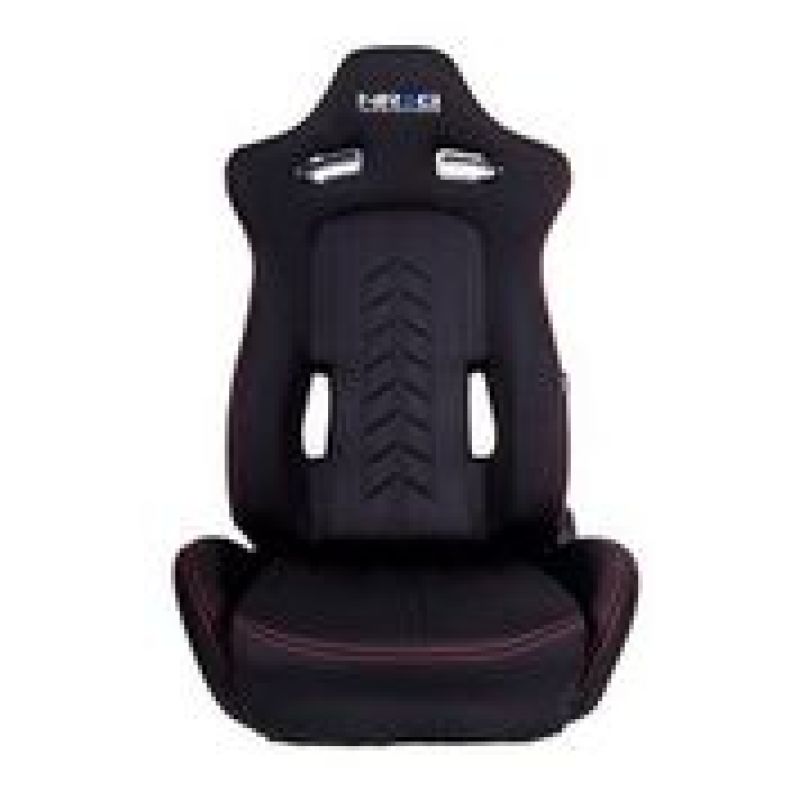 NRG Sport Seats (Pair) Cloth w/NRG Logo & NRG Arrow Cushion Imprint - Black w/Red Stitch - My Store