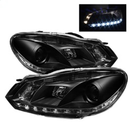 Spyder Volkswagen Golf/GTI 10-13 Projector Headlights Halogen Model- DRL Blk PRO-YD-VG10-DRL-BK - Mammoth Racing -
