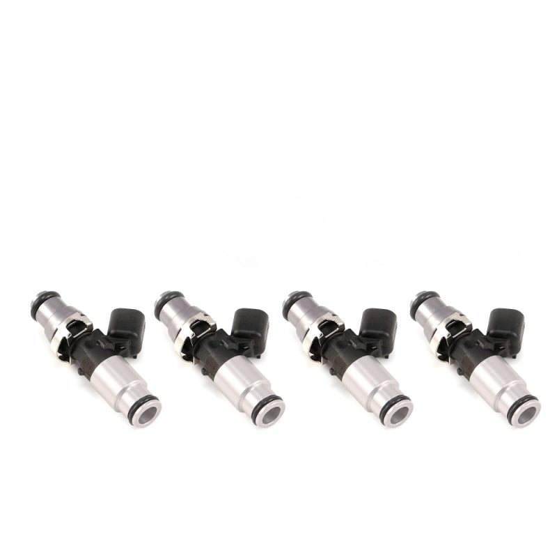 Injector Dynamics 1050x Injectors 14mm (Grey) Adaptor Top - (Silver) Bottom Adapter (Set of 4) - Mammoth Racing -