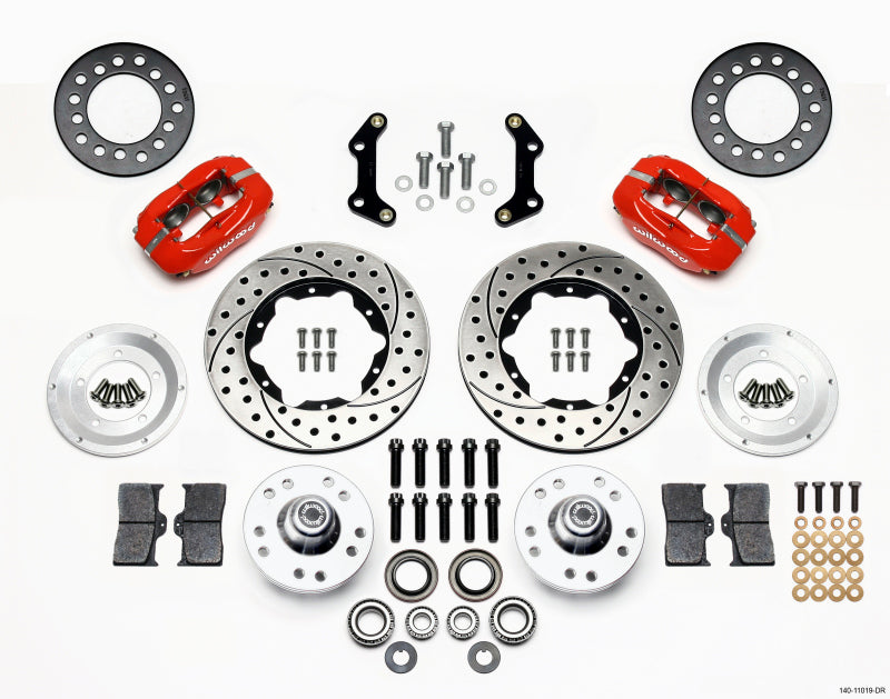 Wilwood Forged Dynalite Front Kit 11.00in Drilled Red 73-80 CDP A B E & F Body - Mammoth Racing -