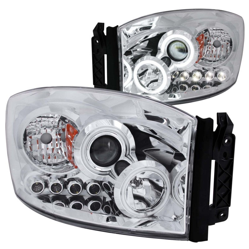 ANZO 2006-2008 Dodge Ram 1500 Projector Headlights w/ Halo Chrome (CCFL) - Mammoth Racing -