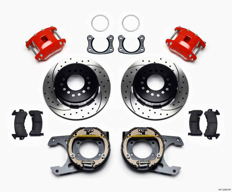 Wilwood D154 P/S P-B Kit Drilled-Red New Big Ford 2.50in Offset - Mammoth Racing -
