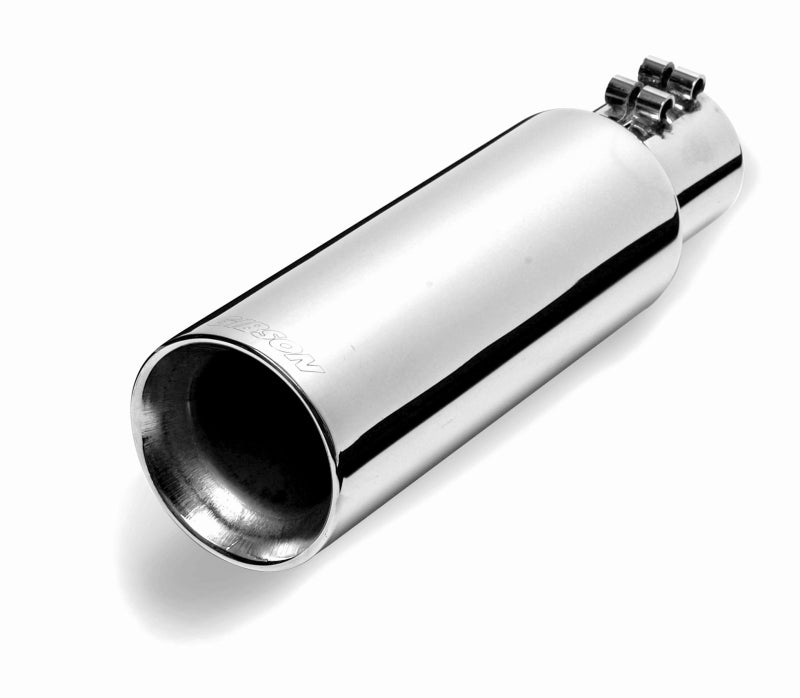 Gibson Round Dual Wall Angle-Cut Tip - 4in OD/3in Inlet/12in Length - Stainless - Mammoth Racing -