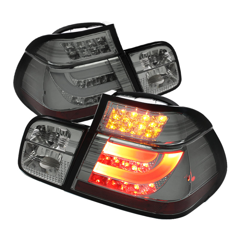 Spyder BMW E46 3-Series 99-01 4Dr Light Bar Style LED Tail Lights Smoke ALT-YD-BE4699-4D-LBLED-SM - Mammoth Racing -
