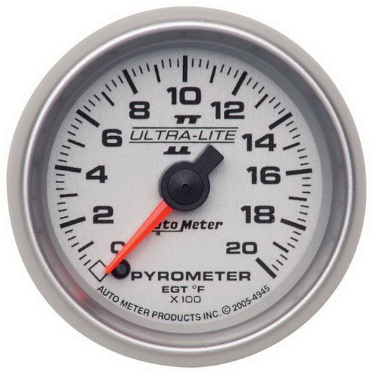 Autometer Ultra-Lite II 52mm 0-2000 Deg F Full Sweep Electric Pyrometer (egt) Gauge - My Store