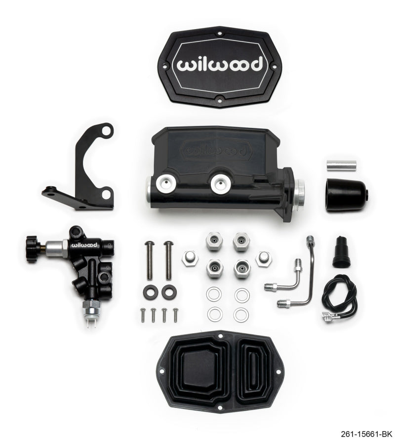 Wilwood Compact Tandem M/C - 1in Bore w/RH Bracket and Valve - Black - My Store