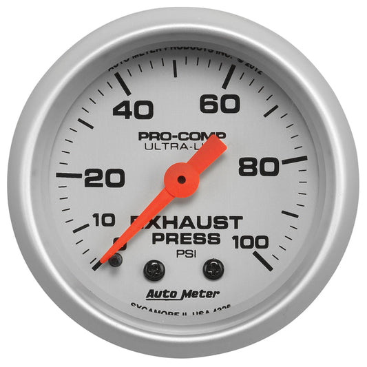 Autometer Ultra-Lite 52mm 0-100 PSI Mechanical Exhaust Pressure Gauge - My Store