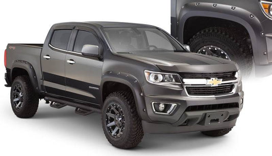Bushwacker 15-18 Chevy ado Fleetside Pocket Style Flares 4pc 61.7in Bed - Black - Mammoth Racing -