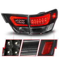 ANZO 11-13 Jeep Grand Cherokee LED Taillights w/ Lightbar Black Housing/Clear Lens 4pcs - Mammoth Racing -