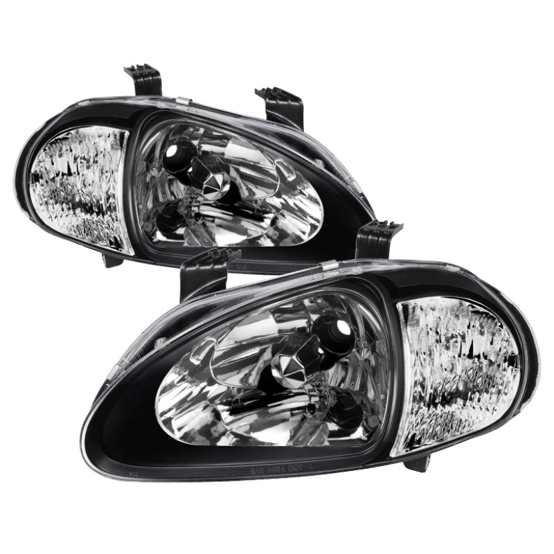 Xtune Honda Del Sol 93-97 1Pc Crystal Headlights Black HD-ON-HDEL93-1P-BK - Mammoth Racing -