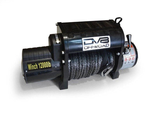 DV8 Offroad 12000 LB Winch w/ Synthetic Line & Wireless Remote - Black - Mammoth Racing -