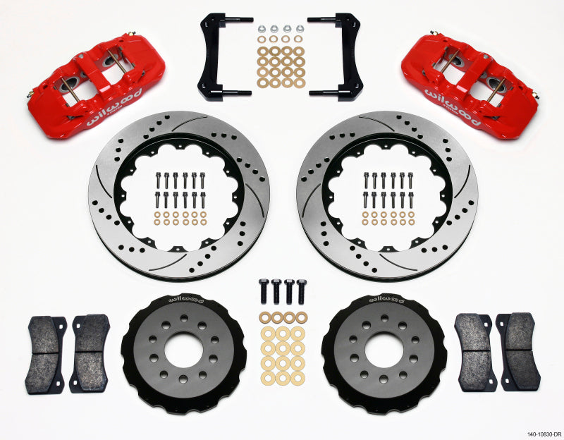 Wilwood Aero6 Front Hat Kit 14.00 Drilled Red 2005-2014 Mustang - Mammoth Racing -