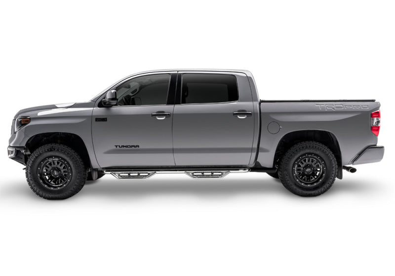 N-Fab Podium SS 15-18 GMC/Chevy Canyon/Colorado Crew Cab SRW - Polished Stainless - Cab Length - 3in - Mammoth Racing -