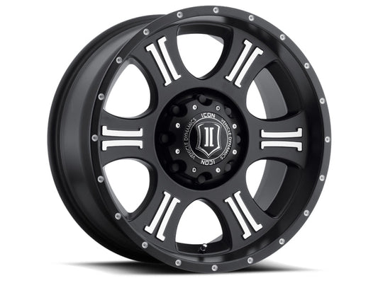 Icon Shield 20x9 8x170 0mm Offset 5in BS 125.2mm Bore Satin Black/Machined Wheel - Mammoth Racing -