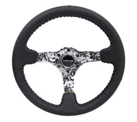 NRG Reinforced Steering Wheel (350mm / 3in. Deep) Blk Leather w/Hydrodipped Digi-Camo Spokes - My Store