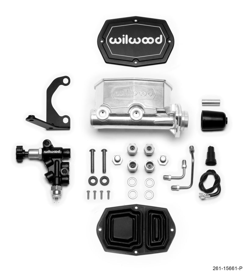 Wilwood Compact Tandem M/C - 1in Bore w/RH Bracket and Valve - Ball Burnished - My Store