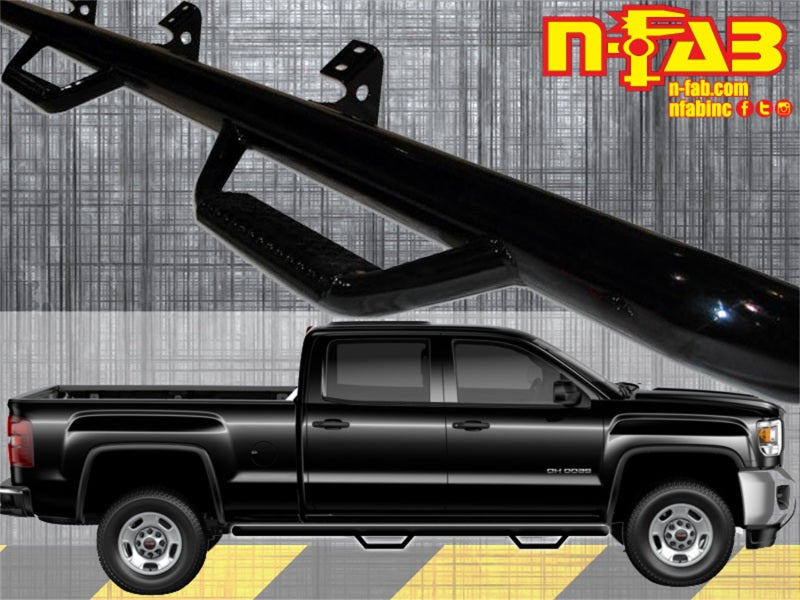 N-Fab Nerf Step 15-17 Chevy-GMC 2500/3500 Crew Cab 6.5ft Bed - Gloss Black - W2W - 3in - Mammoth Racing -
