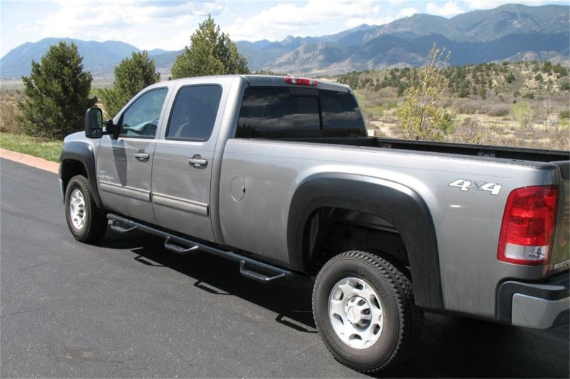 N-Fab Nerf Step 07-10 Chevy-GMC 2500/3500 Crew Cab 8ft Bed - Gloss Black - Bed Access - 3in - Mammoth Racing -