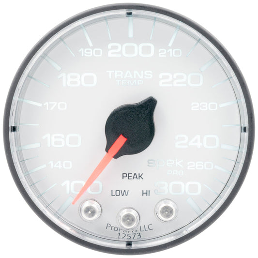 Autometer Spek-Pro 2 1/16in 300 Degree F Stepper Motor W/Peak & Warn White/Black Trans Temp Gauge - My Store