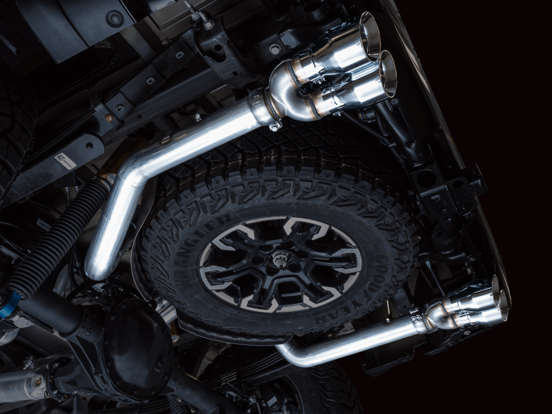 AWE Tuning 22-23 GMC Sierra 1500 AT4X 6.2L 0FG Catback Split Dual (Flat Bumper) - Chrome Silver Tips - My Store