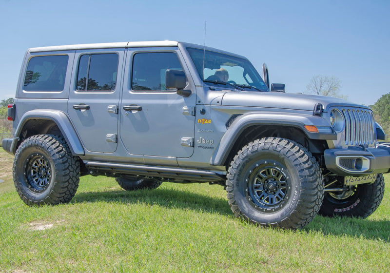 N-Fab RKR Rails 2019 Jeep Wrangler JT 4DR Truck Full Length - Tex. Black - 1.75in - Mammoth Racing -