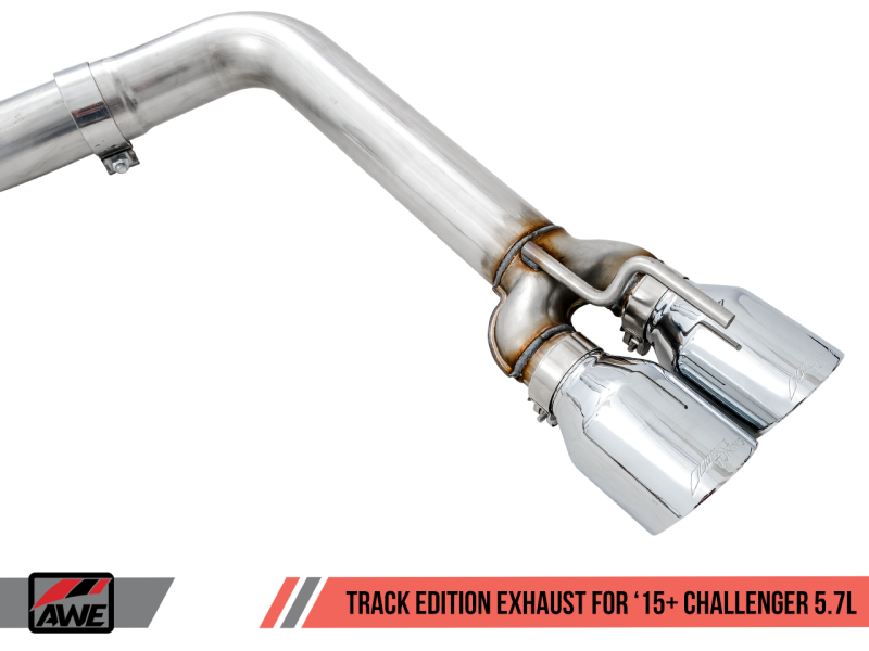 AWE Tuning 2017+ Dodge Challenger 5.7L Track Edition Exhaust - Chrome Silver Quad Tips - Mammoth Racing -