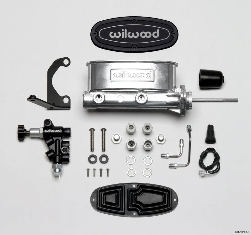 Wilwood HV Tandem M/C Kit w L/H Bracket & Prop Valve - 15/16in Bore Ball Burnished-W/Pushrod - My Store
