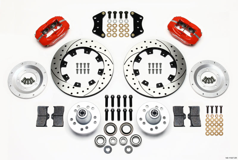 Wilwood Forged Dynalite Front Kit 12.19in Drill-Red Magnum Force Drop Spndle - Mammoth Racing -