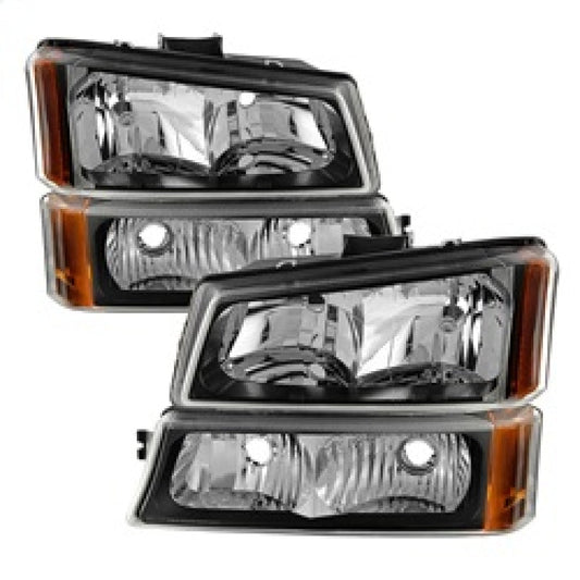 Xtune Chevy Silverado 2500HD 03-06 Crystal Headlights w/ Bumper Lights Black HD-JH-CSIL03-AM-BK-SET - Mammoth Racing -